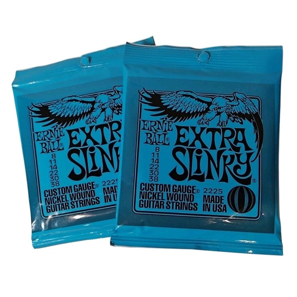 2-Pack Ernie Ball Extra Slinky 2225 Guitar Strings Nickel Wound 8-38 USA Sealed